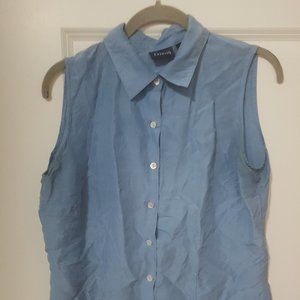 Hillard & Hanson Vintage Blue Silk Blouse (Medium)